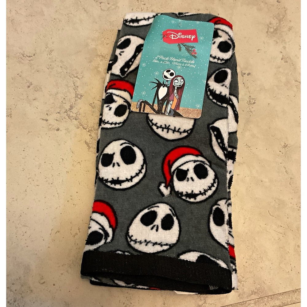 Disney Nightmare Before Christmas Jack Skellington & Sally 2pc Hand Towels 15x25